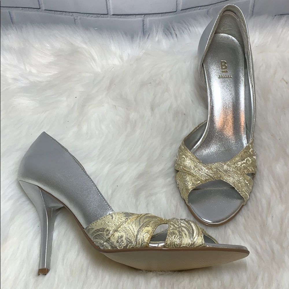Bakers Sophia Metallic Peep Toe Heels Size‎ 8.5